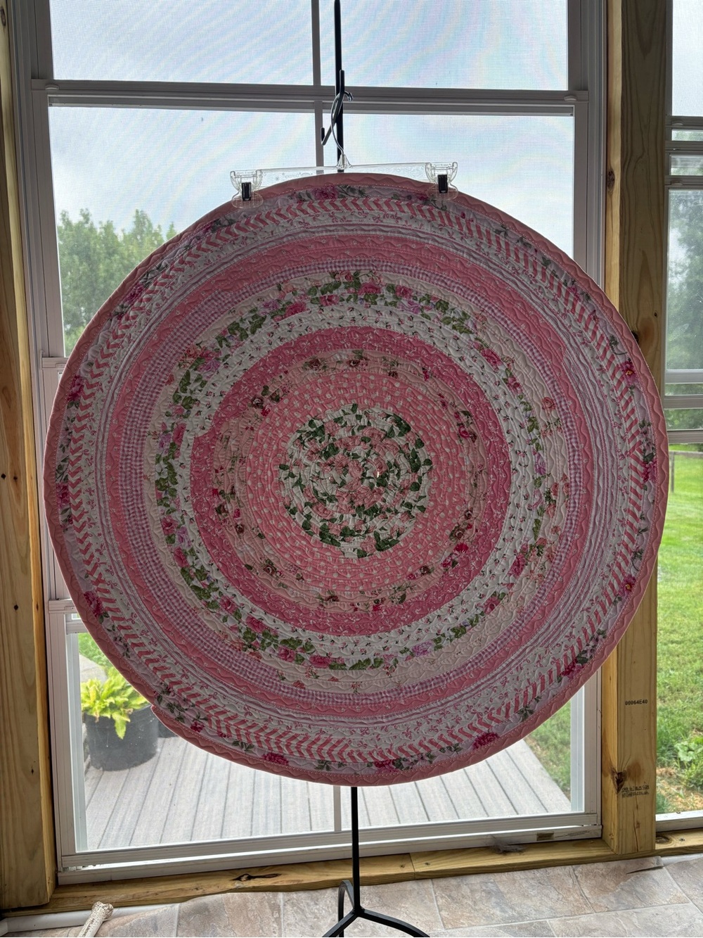 Pink Floral Round Rug Floor Mat